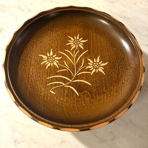 Refuge Brown Floral Wooden Bowl